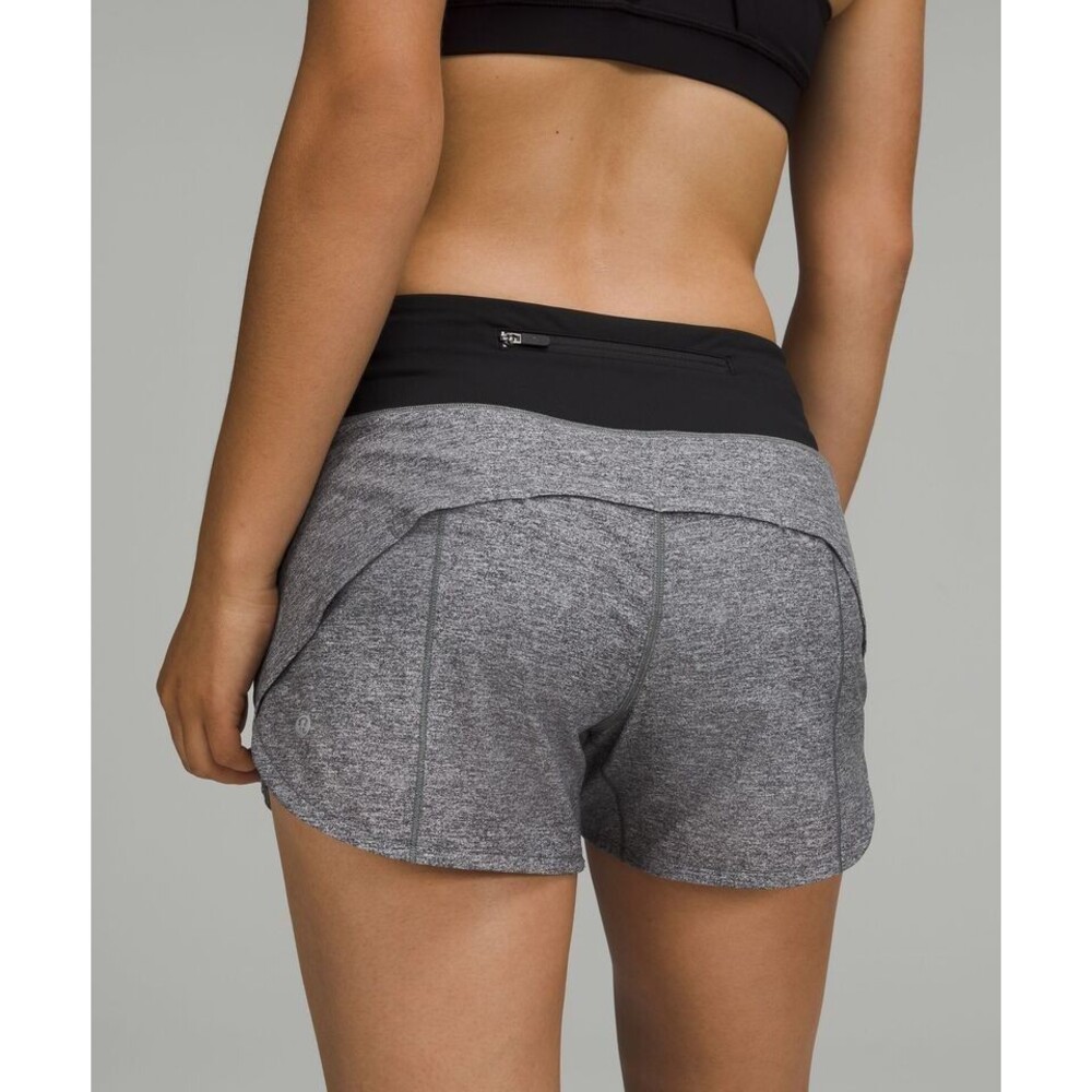 Lululemon Speed Up MR Mid Rise Short 4” Lined Shorts LW7AVNT Grey MBHL Sz 8 - Picture 2 of 10